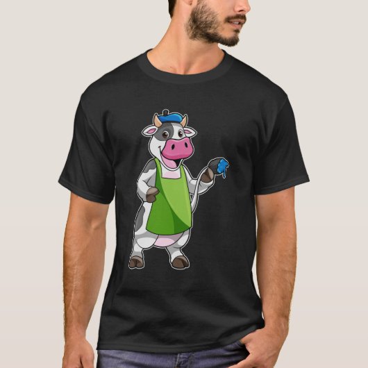 ペインターとしての絵を描牛&エプロン Tシャツ (正面)