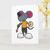 ペインターとしてマウ絵を描スとブラシ カード (黄色い花)