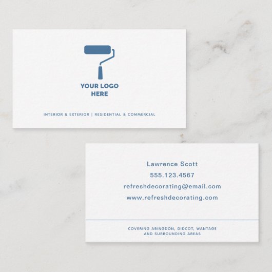 ペインターとデコレーターのロゴを追加海軍文字 名刺 (正面/裏面)