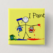 ペインターのギフト"私は"デザイン棒人間たちの絵を描きます 缶バッジ (正面)