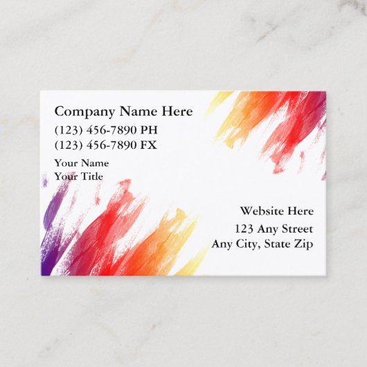 ペインターのシンプルなレイアウトおよびカラフルなデザイン 名刺 (正面)