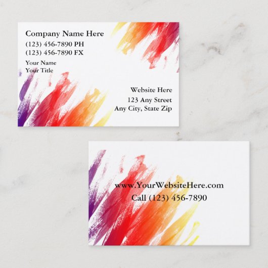 ペインターのシンプルなレイアウトおよびカラフルなデザイン 名刺 (正面/裏面)