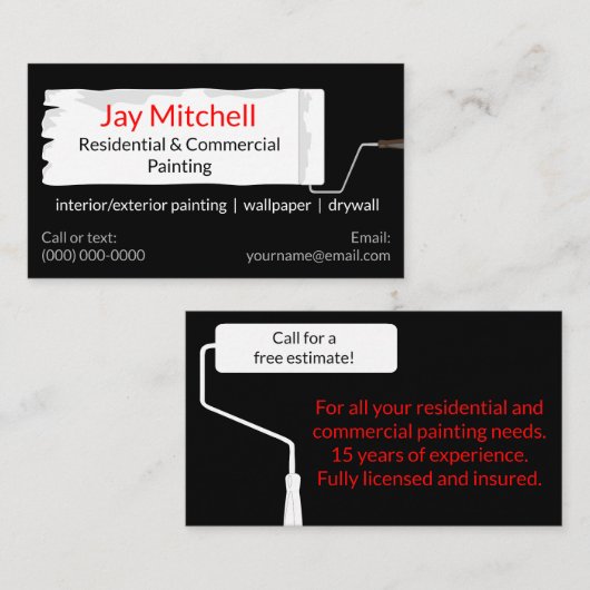 ペインターのペンキローラーの絵画 名刺 (正面/裏面)