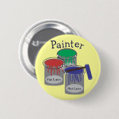 ペインターの専門のギフト、ペンキはグラフィックできます 缶バッジ (正面&裏面)