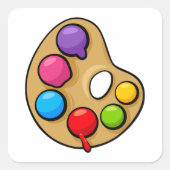 ペインターアートパレットアーティスト絵を描スクエアステッカー スクエアシール (正面)