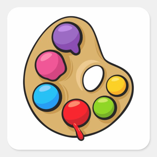 ペインターアートパレットアーティスト絵を描スクエアステッカー スクエアシール (正面)