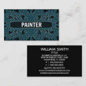 ペインターティール（緑がかった色）ダマスク名刺 名刺 (正面/裏面)