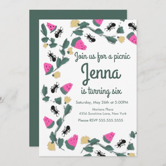 ペインターリーアンピクニックバグ誕生日 (正面/裏面)