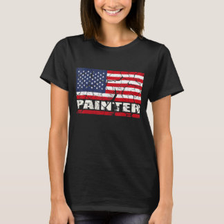 ペインター愛国的なアメリカ国旗 Tシャツ
