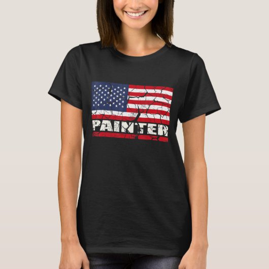 ペインター愛国的なアメリカ国旗 Tシャツ (正面)