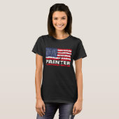 ペインター愛国的なアメリカ国旗 Tシャツ (正面フル)