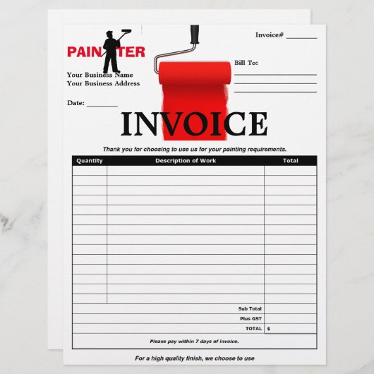ペインター請求書 (正面/裏面)