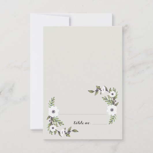 ペイントされたアネモネ テーブル プレース カード (正面)