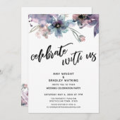 ペイントされたアーティスティックな花たちと一緒に祝おう レセプション 招待状 (正面/裏面)
