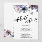 ペイントされたアーティスティックな花 お祝いしよう レセプション 招待状 (正面/裏面)