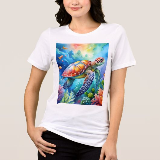 ペイントされたウミガメ トライブレンドＴシャツ (正面)