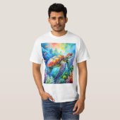 ペイントされたウミガメ Tシャツ (正面フル)