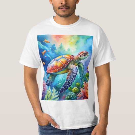 ペイントされたウミガメ Tシャツ (正面)