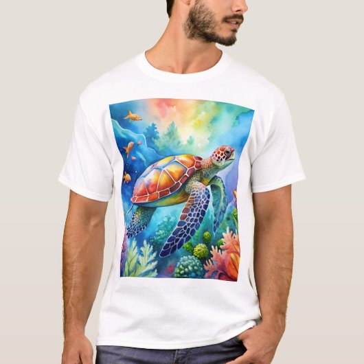 ペイントされたウミガメ Tシャツ (正面)