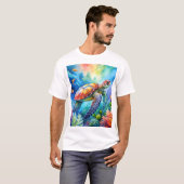 ペイントされたウミガメ Tシャツ (正面フル)