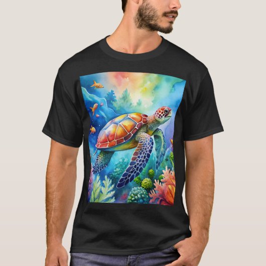 ペイントされたウミガメ Tシャツ (正面)