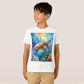 ペイントされたウミガメ Tシャツ (正面フル)