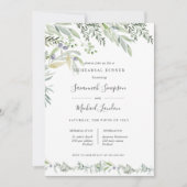 ペイントされたオリーブと葉の緑のリハーサルディナー 招待状 (正面)