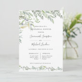 ペイントされたオリーブと葉の緑のリハーサルディナー 招待状 (スタンド正面)