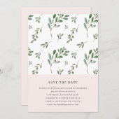 ペイントされたオリーブの枝 | シンプルなブッシュピンクの結婚式 セーブザデート (正面/裏面)