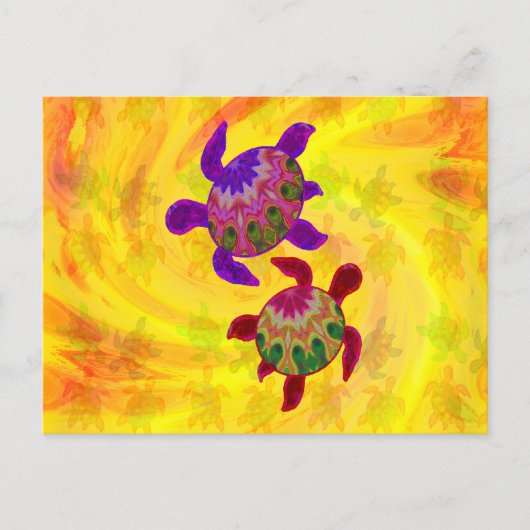 ペイントされたカメのメモカード ポストカード (正面)