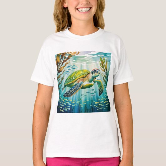 ペイントされたカメ Tシャツ (正面)