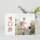 ペイントされたグリーンのファミリーフォト 幸せなホリデーカード シーズンカード (スタンド正面)