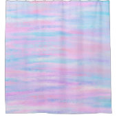 ペイントされたストライプ ターコイズ ピンク パープル シャワーカーテン (正面)