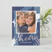 ペイントされたチアーズ フェイクシルバーフォイルと青の抽象 (スタンド正面)