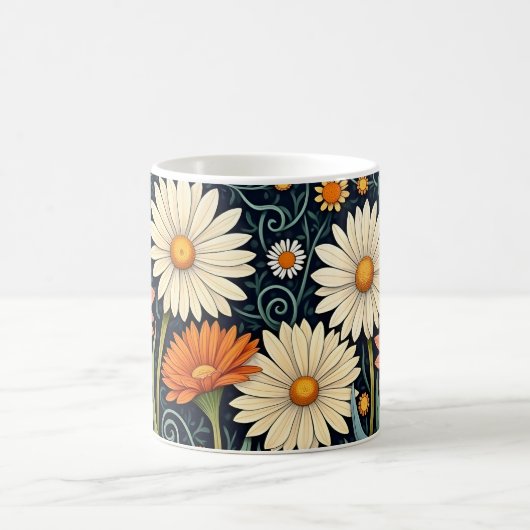 ペイントされたデイジーの草原 コーヒーマグカップ (中央)