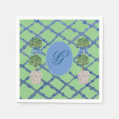 ペイントされたトピアリー シノワーズリー ジンジャージャー スタンダードカクテルナプキン (正面)