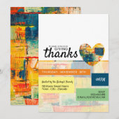 ペイントされたハート、感謝祭パーティー 招待状 (正面/裏面)