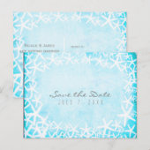 ペイントされたヒトデ アクアブルー パーティー セーブ・ザ・デート 案内ポストカード (正面/裏面)