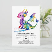ペイントされたマジェスティックドラゴン デジタルガール バースデー 招待状 (スタンド正面)