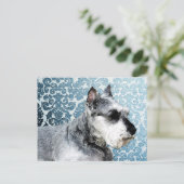ペイントされたミニチュア・シュナウザー ポストカード (スタンド正面)