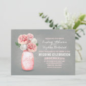 ペイントされたメイソンジャーを使ったラスティックな結婚式の招待状 招待状 (スタンド正面)