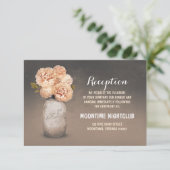 ペイントされたメイソンジャー ピンクの花の受付カード エンクロージャーカード (スタンド正面)