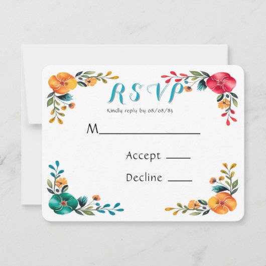 ペイントされたロマンスのウェディング 出欠カード (正面)