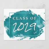 ペイントされた卒業 | ティール スプラッター ブラシストローク パーティ インビテーションポストカード (正面)