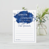 ペイントされた卒業 | 青い飛沫 ブラシストローク アドバイス 招待状 (スタンド正面)