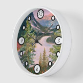 ペイントされた山の風景 壁時計 (傾斜)