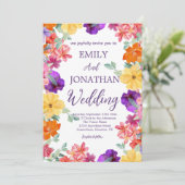 ペイントされた庭の野の花の写真の台本 招待状 (スタンド正面)