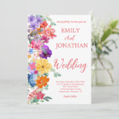 ペイントされた庭の野の花の写真の台本 招待状 (スタンド正面)