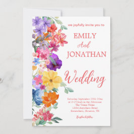 ペイントされた庭の野の花の写真の台本 招待状