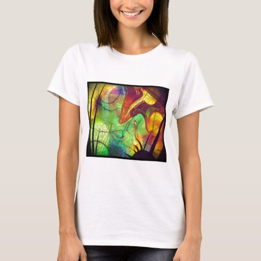 ペイントされた星雲 - ファイアオパール抽象画 Tシャツ (正面)